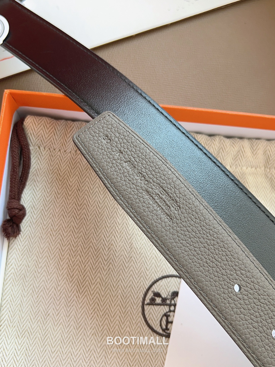 Hermès Constance H Reversible Belt 32mm Togo Calfskin Gold Hardware 에르메스 콘스탕스 H 리버서블 벨트 토고 송아지 가죽 카키/블랙 3.2cm 7