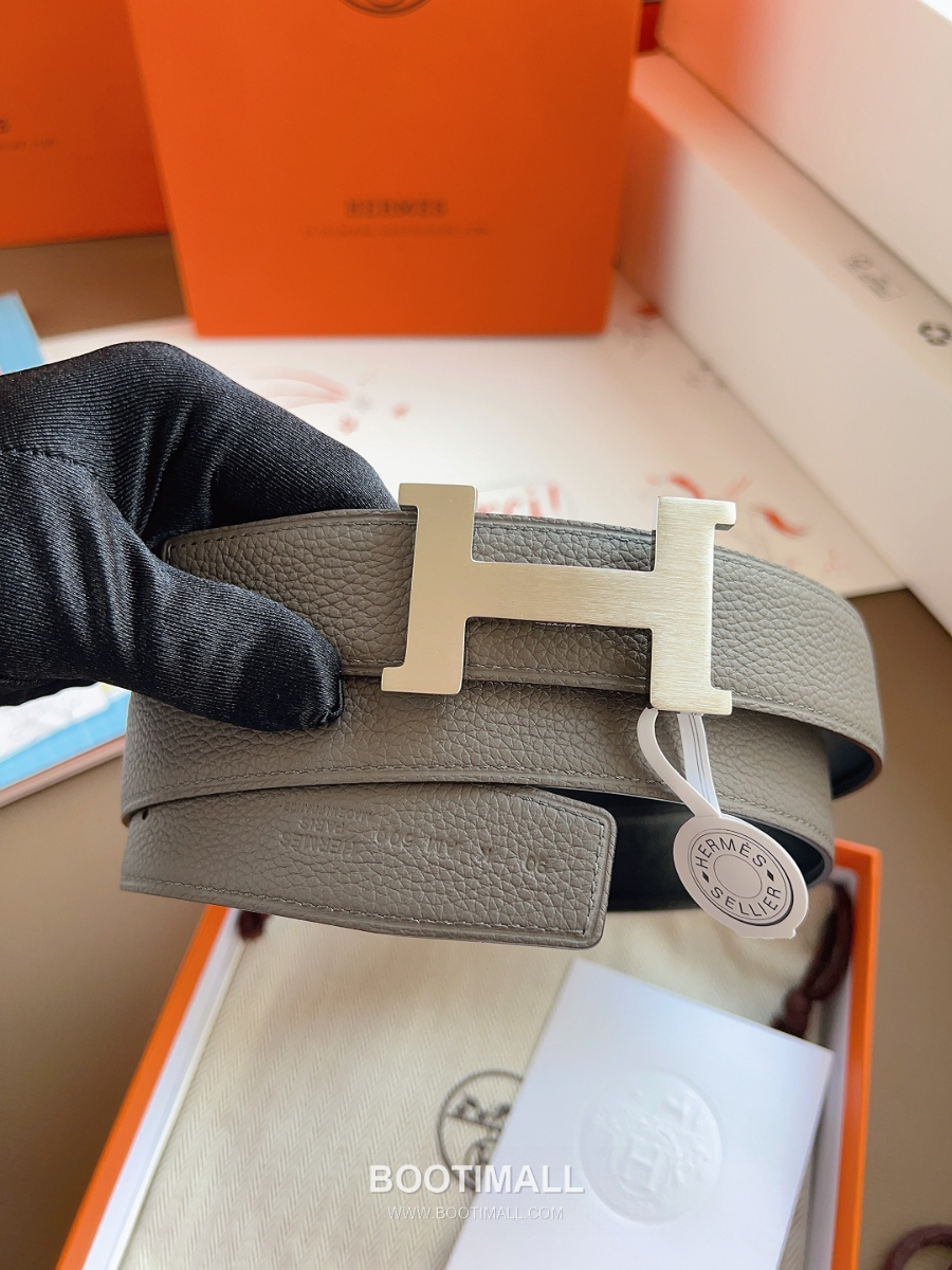 Hermès Constance H Reversible Belt 32mm Togo Calfskin Gold Hardware 에르메스 콘스탕스 H 리버서블 벨트 토고 송아지 가죽 카키/블랙 3.2cm 8