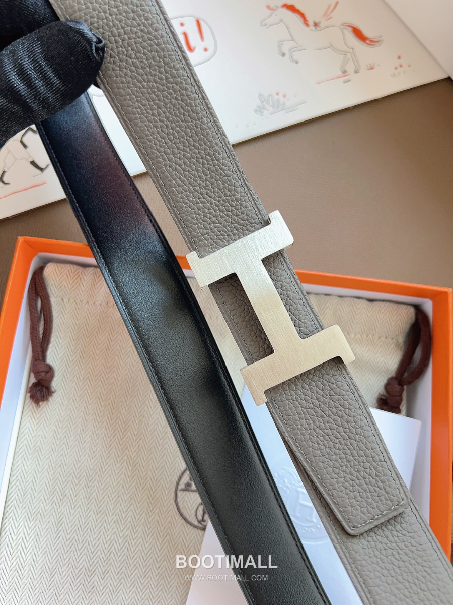Hermès Constance H Reversible Belt 32mm Togo Calfskin Gold Hardware 에르메스 콘스탕스 H 리버서블 벨트 토고 송아지 가죽 카키/블랙 3.2cm 9