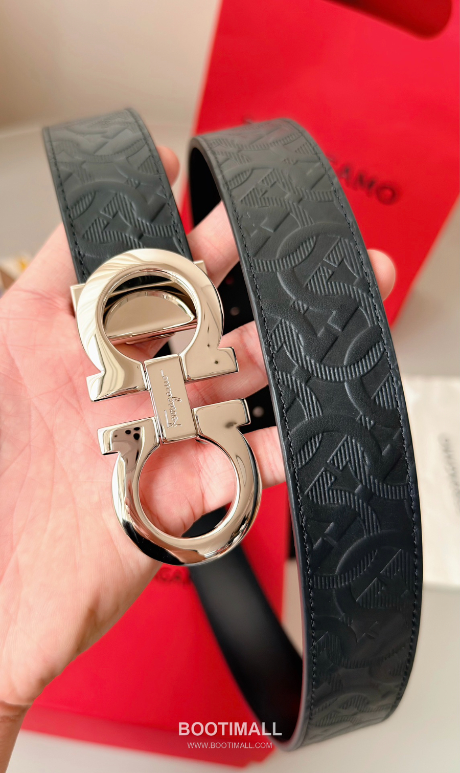 Salvatore Ferragamo Double Gancini Reversible Embossed Calfskin Belt 살바토레 페라가모 더블 간치니 리버서블 엠보 카프스킨 벨트 3.5cm 2