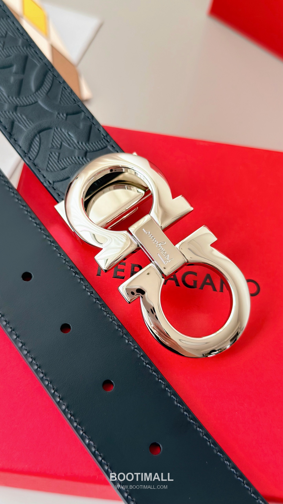 Salvatore Ferragamo Double Gancini Reversible Embossed Calfskin Belt 살바토레 페라가모 더블 간치니 리버서블 엠보 카프스킨 벨트 3.5cm 5