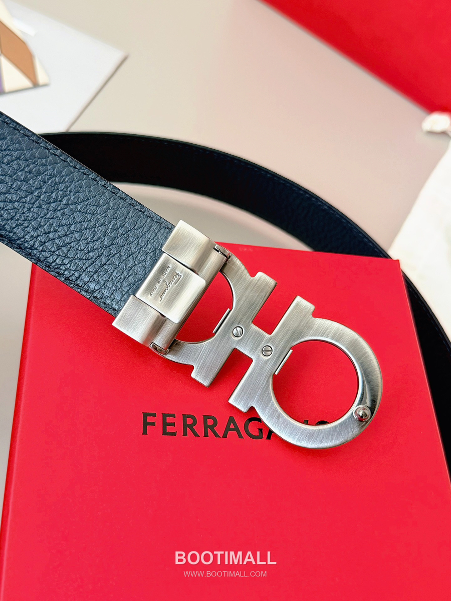 Salvatore Ferragamo Double Gancini Reversible Embossed Calfskin Belt 살바토레 페라가모 더블 간치니 리버서블 엠보 카프스킨 벨트 스모그블랙 3.5cm 7