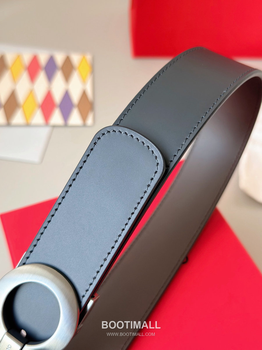 Salvatore Ferragamo Double Gancini Reversible Embossed Calfskin Belt 살바토레 페라가모 더블 간치니 리버서블 엠보 카프스킨 벨트 실버무광 3.5cm 4