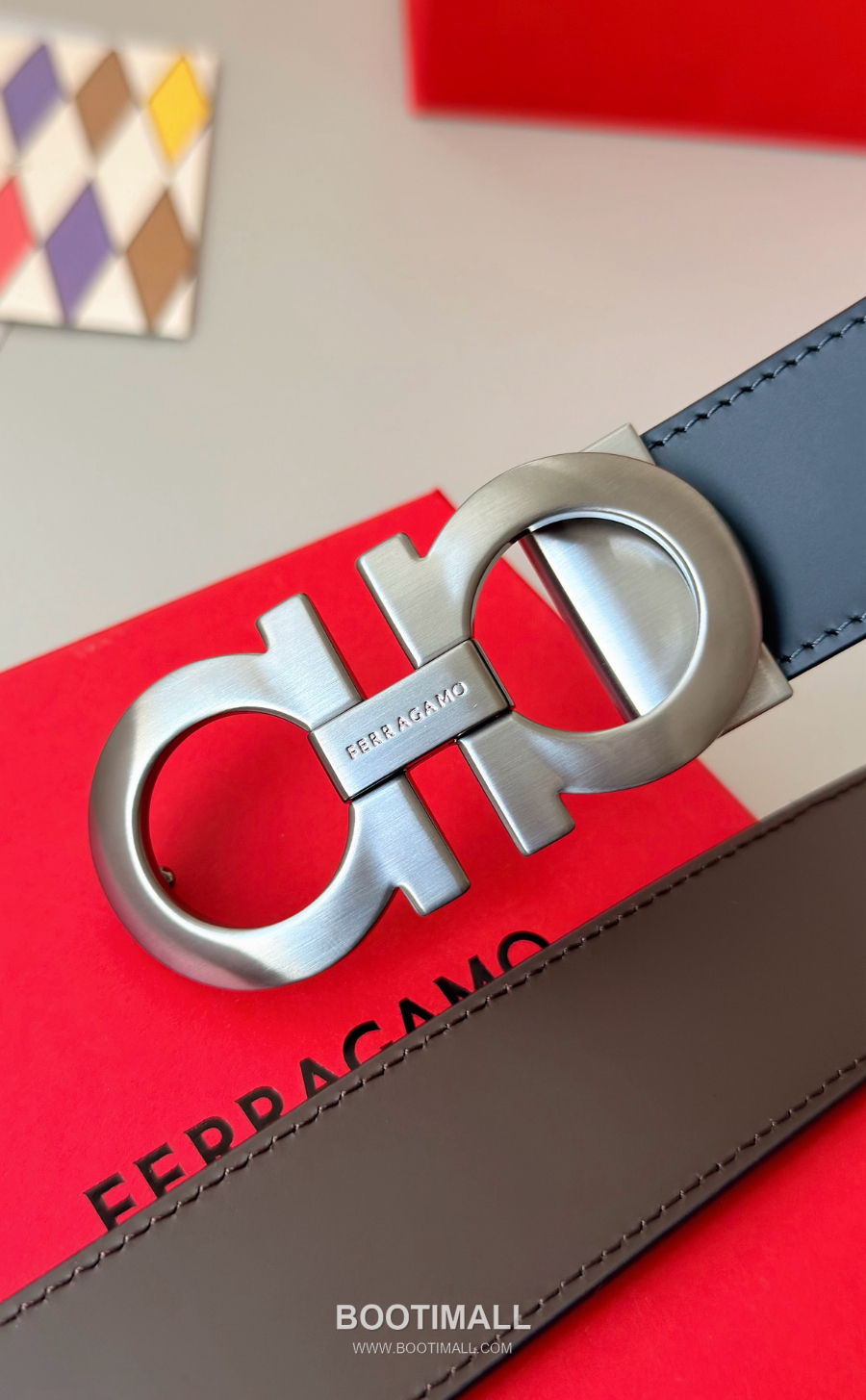 Salvatore Ferragamo Double Gancini Reversible Embossed Calfskin Belt 살바토레 페라가모 더블 간치니 리버서블 엠보 카프스킨 벨트 실버무광 3.5cm 8