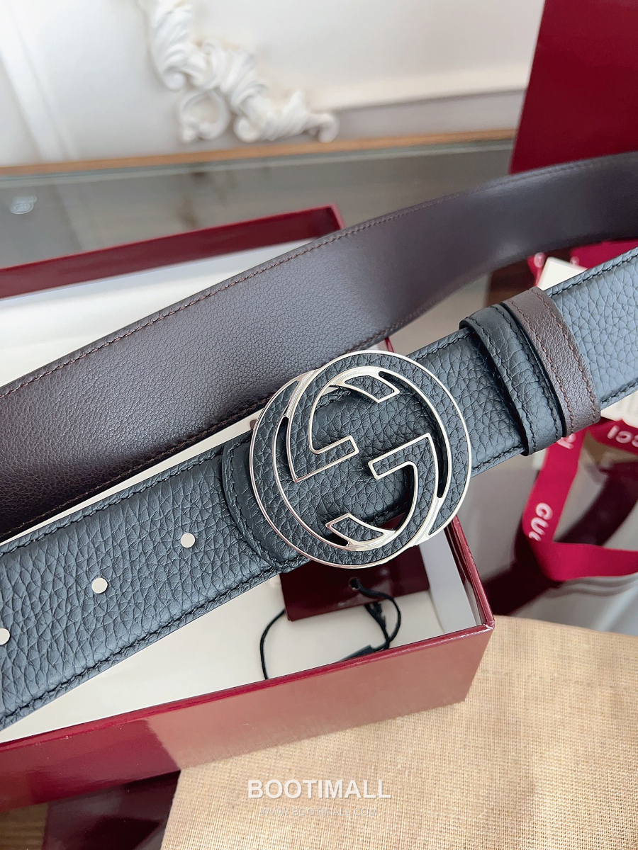 GUCCI Interlocking G Reversible 구찌 인터로킹 G 리버서블 레더 벨트 블랙 4cm 2