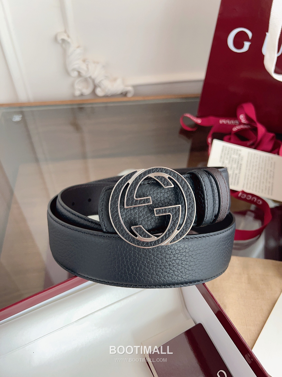 GUCCI Interlocking G Reversible 구찌 인터로킹 G 리버서블 레더 벨트 블랙 4cm 3