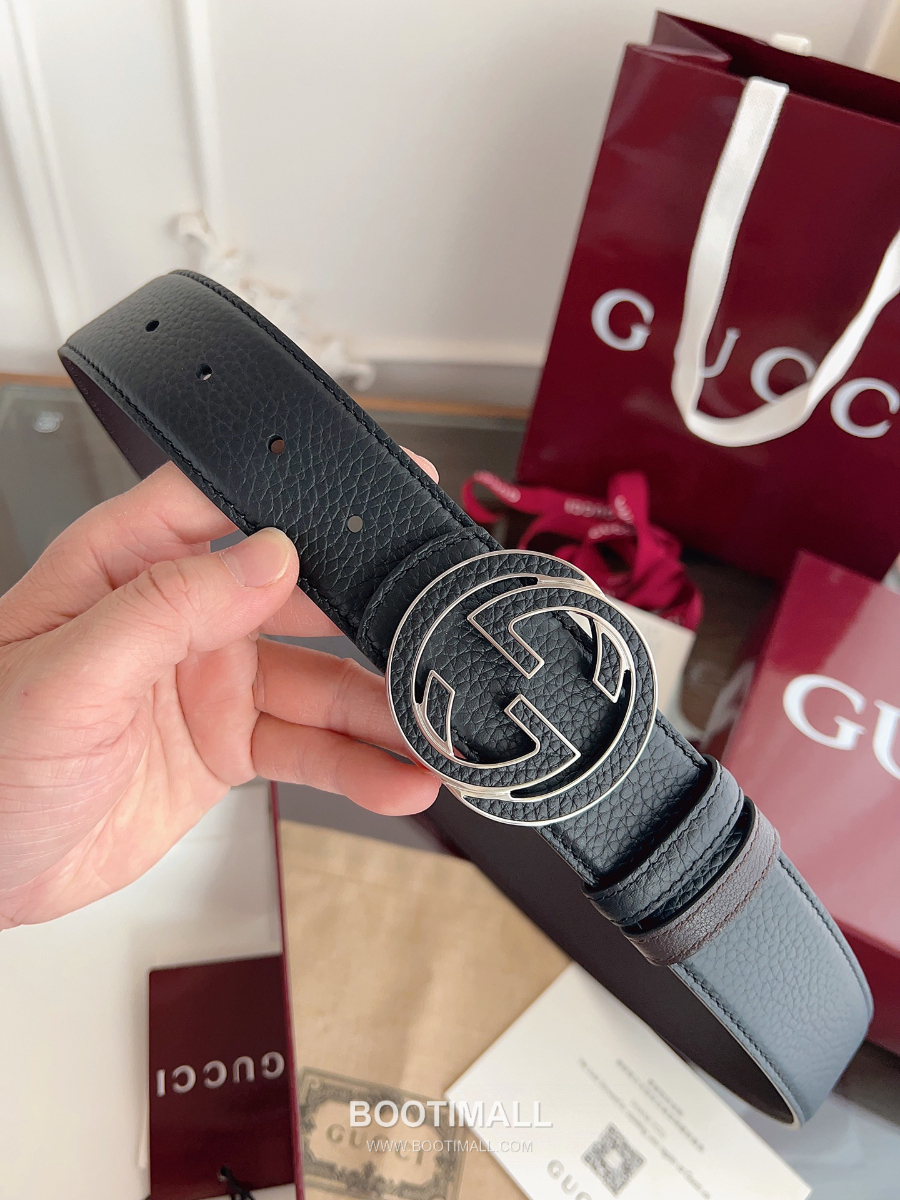 GUCCI Interlocking G Reversible 구찌 인터로킹 G 리버서블 레더 벨트 블랙 4cm 4