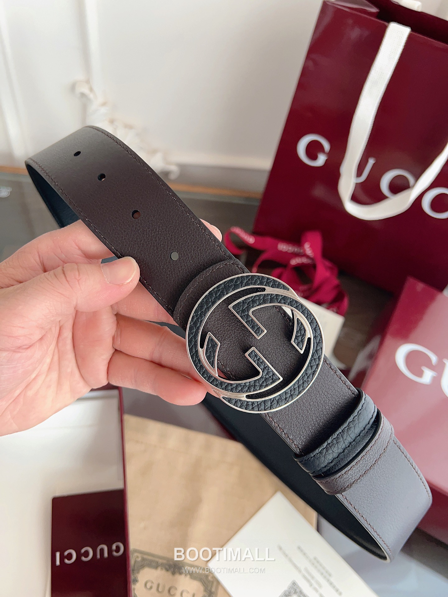 GUCCI Interlocking G Reversible 구찌 인터로킹 G 리버서블 레더 벨트 블랙 4cm 5