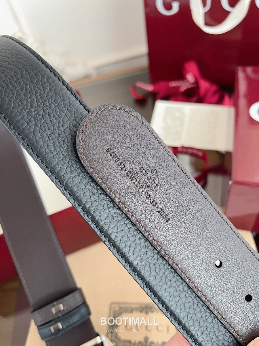 GUCCI Interlocking G Reversible 구찌 인터로킹 G 리버서블 레더 벨트 블랙 4cm 7