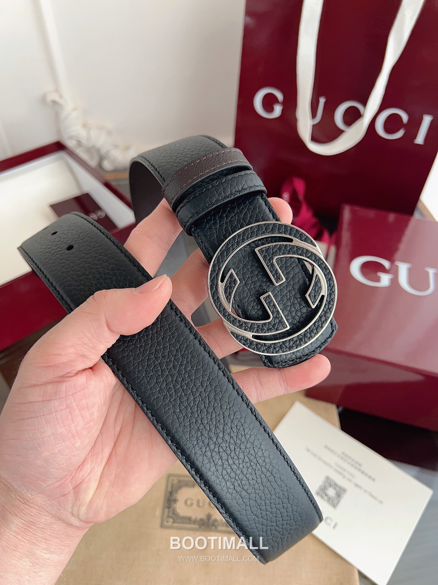 GUCCI Interlocking G Reversible 구찌 인터로킹 G 리버서블 레더 벨트 블랙 4cm 8