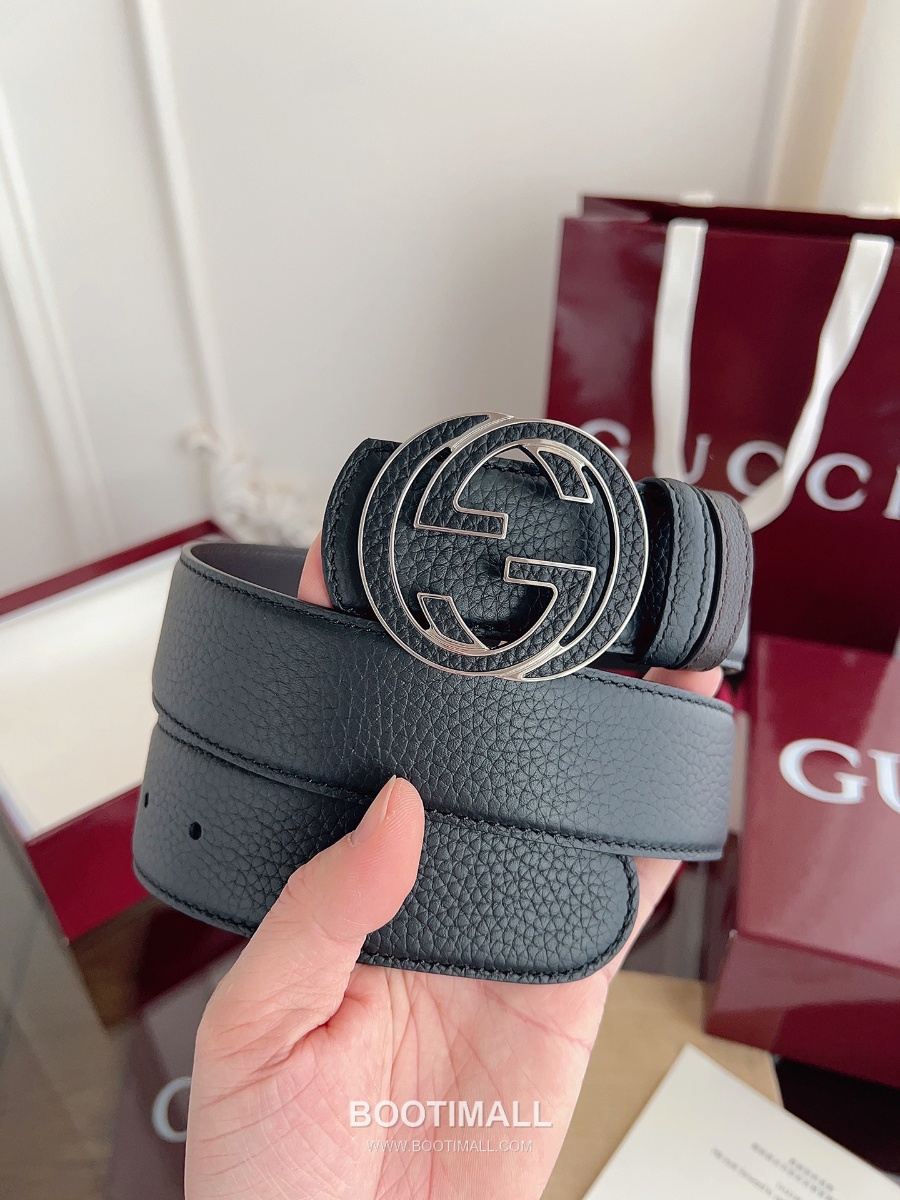 GUCCI Interlocking G Reversible 구찌 인터로킹 G 리버서블 레더 벨트 블랙 4cm 9