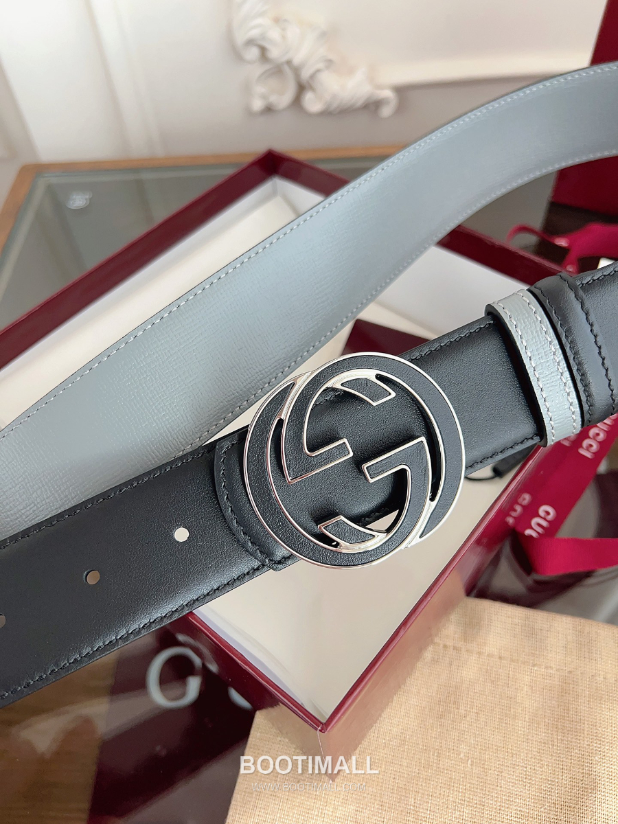 GUCCI Interlocking G Reversible 구찌 인터로킹 G 리버서블 레더 벨트 블랙/그레이 4cm 2