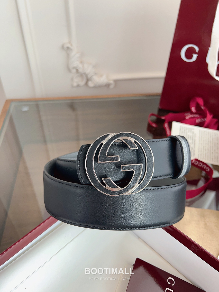 GUCCI Interlocking G Reversible 구찌 인터로킹 G 리버서블 레더 벨트 블랙/그레이 4cm 3