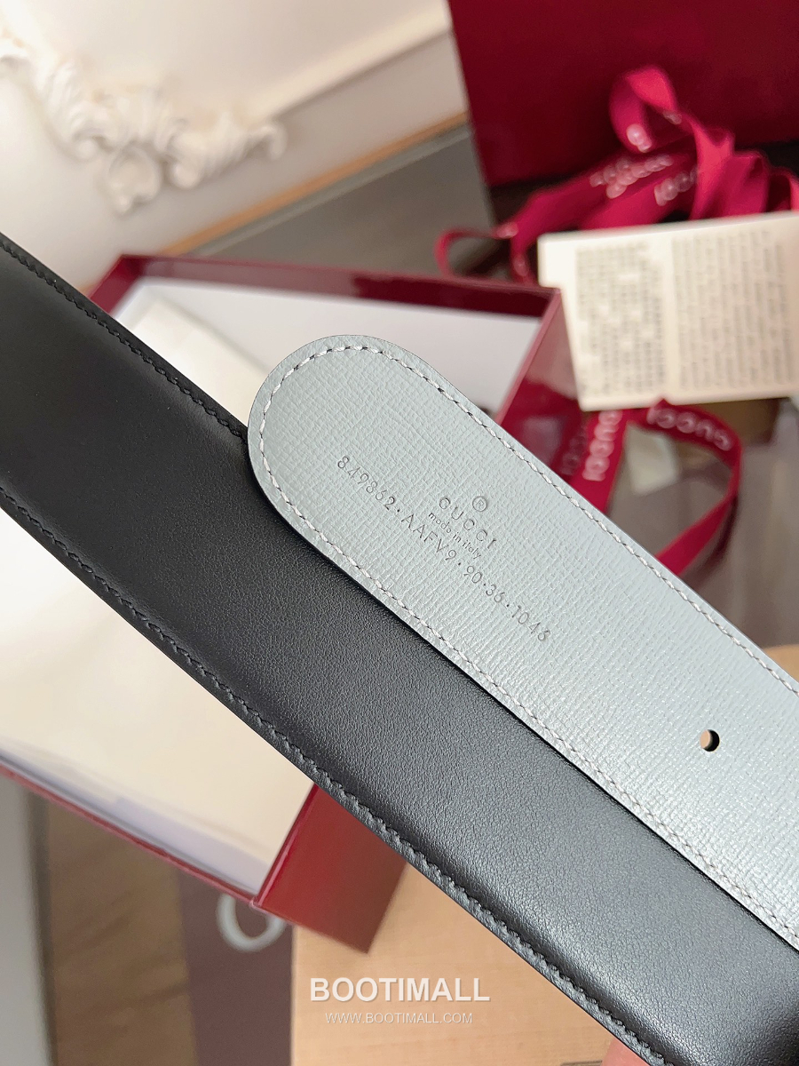 GUCCI Interlocking G Reversible 구찌 인터로킹 G 리버서블 레더 벨트 블랙/그레이 4cm 7