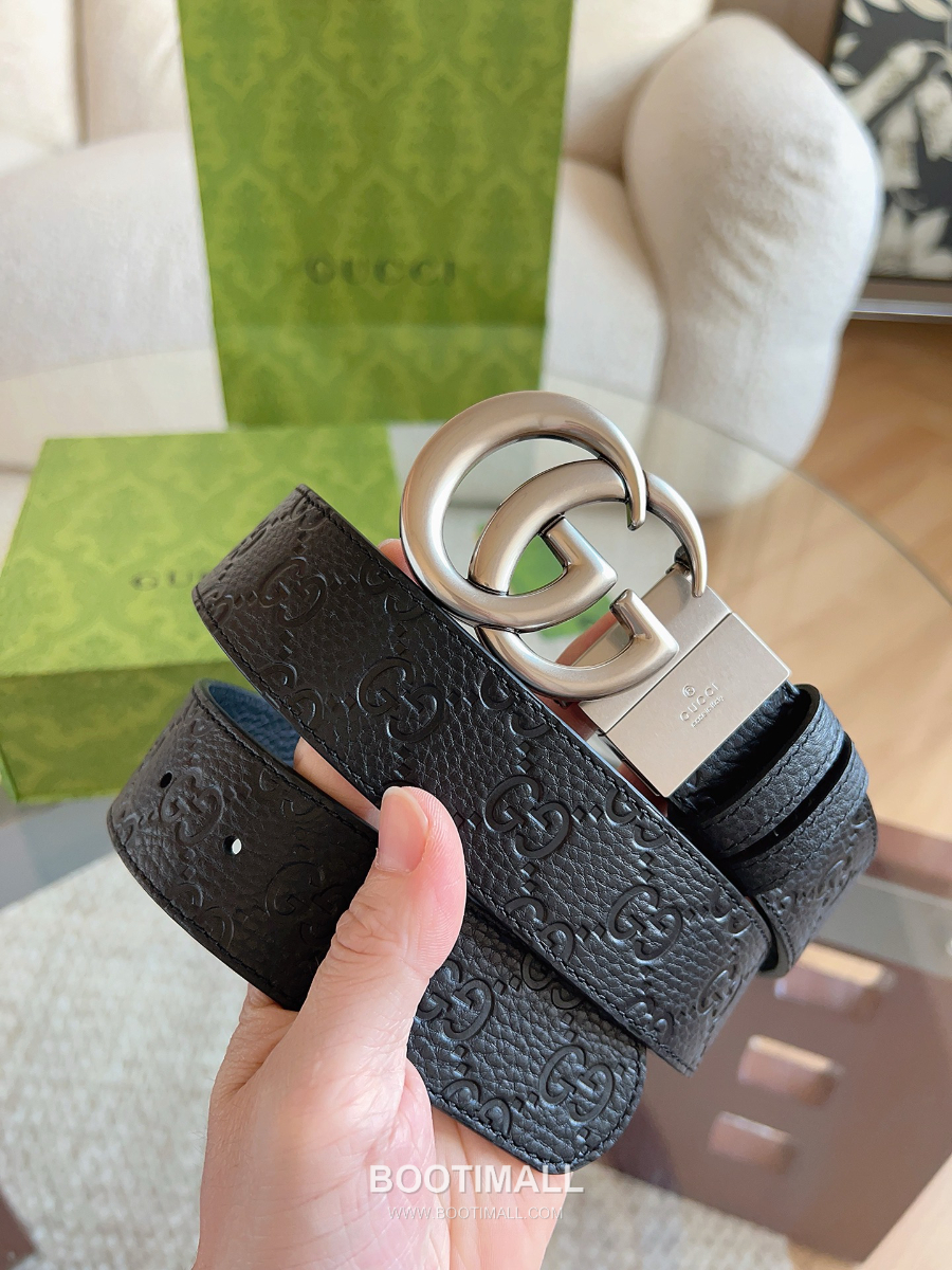 GUCCI Interlocking G Reversible GG Embossed Leather Belt 37mm 구찌 인터로킹 G 리버서블 GG 엠보 레더 벨트 3.7cm 1