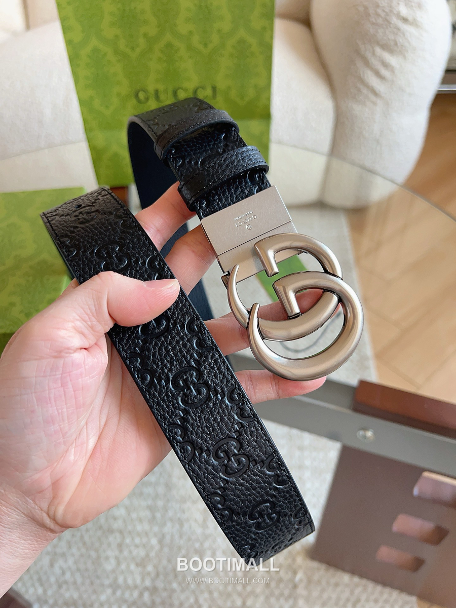 GUCCI Interlocking G Reversible GG Embossed Leather Belt 37mm 구찌 인터로킹 G 리버서블 GG 엠보 레더 벨트 3.7cm 2