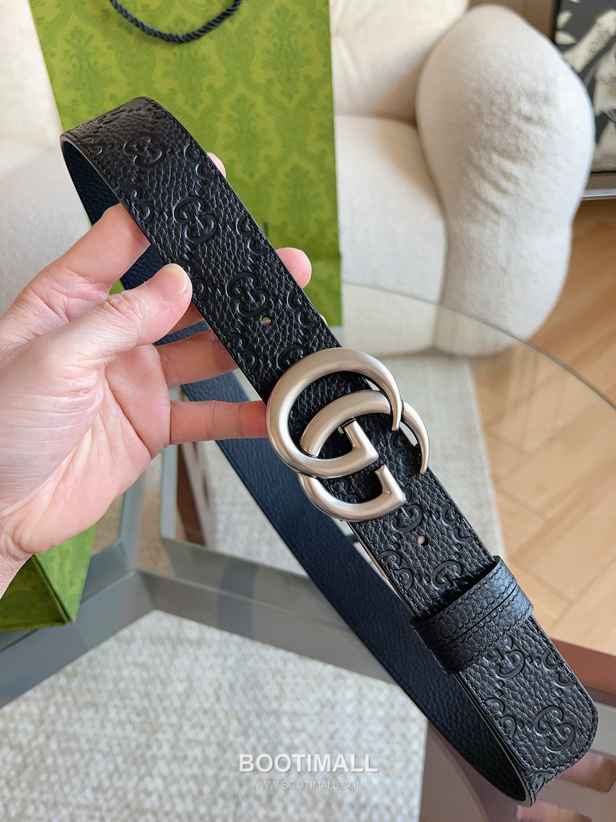 GUCCI Interlocking G Reversible GG Embossed Leather Belt 37mm 구찌 인터로킹 G 리버서블 GG 엠보 레더 벨트 3.7cm 3