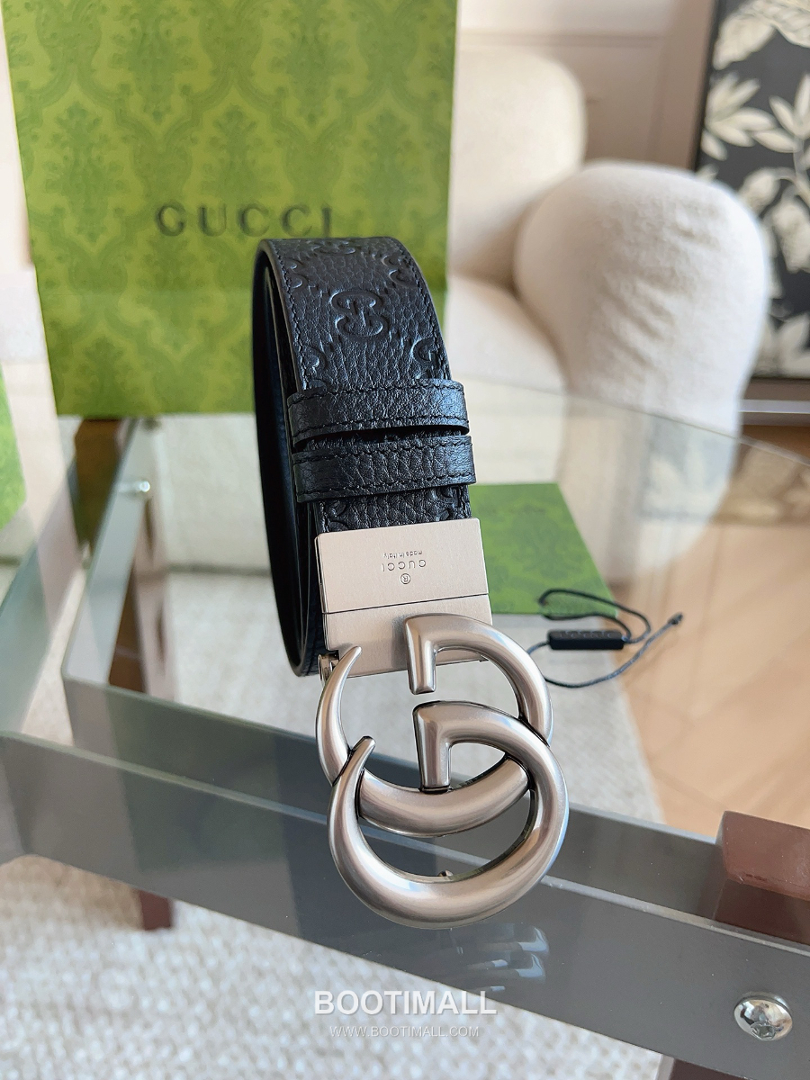 GUCCI Interlocking G Reversible GG Embossed Leather Belt 37mm 구찌 인터로킹 G 리버서블 GG 엠보 레더 벨트 3.7cm 5