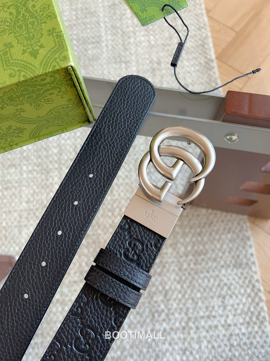 GUCCI Interlocking G Reversible GG Embossed Leather Belt 37mm 구찌 인터로킹 G 리버서블 GG 엠보 레더 벨트 3.7cm 8