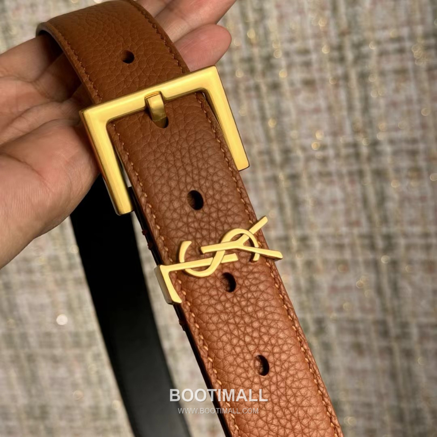 SAINT LAURENT Cassandre Square Buckle Belt 30mm 생로랑 카산드라 스퀘어 버클 벨트 3cm 1