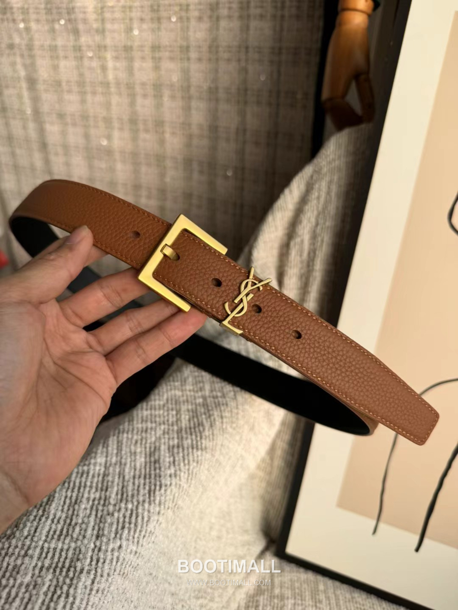 SAINT LAURENT Cassandre Square Buckle Belt 30mm 생로랑 카산드라 스퀘어 버클 벨트 3cm 3