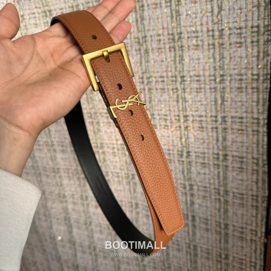 SAINT LAURENT Cassandre Square Buckle Belt 30mm 생로랑 카산드라 스퀘어 버클 벨트 3cm 4