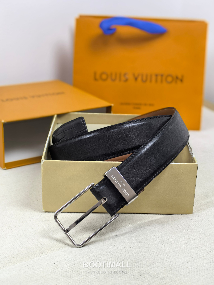 Louis Vuitton Pont Neuf 35mm Belt 루이비통 퐁 뇌프 리치 그레인 벨트 블랙 3.5cm 5