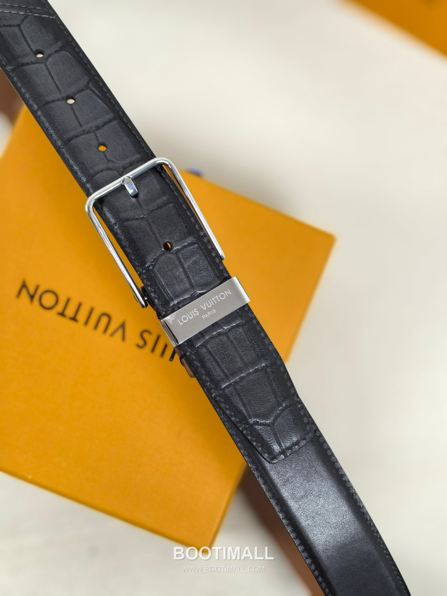 Louis Vuitton Pont Neuf 35mm Belt 루이비통 퐁 뇌프 리치 그레인 벨트 블랙 3.5cm 6