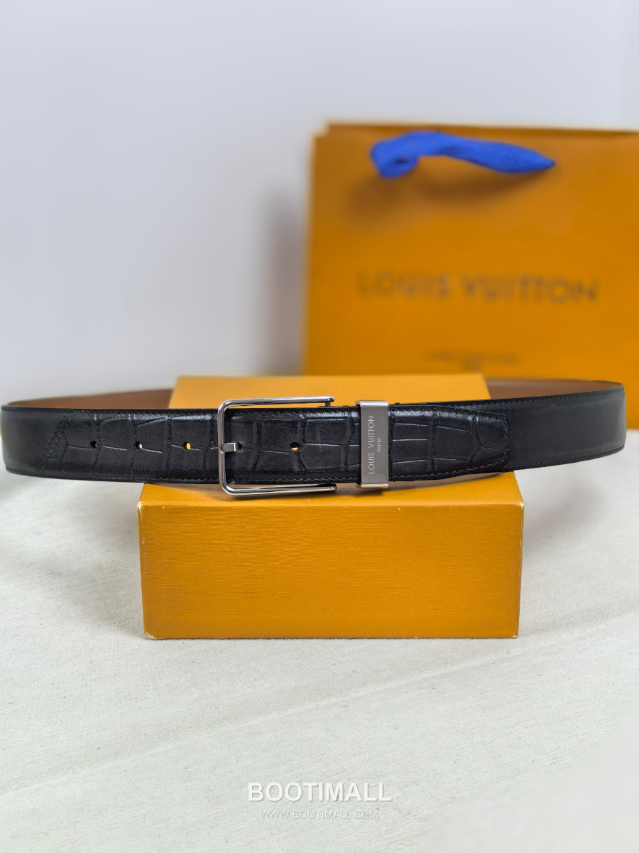 Louis Vuitton Pont Neuf 35mm Belt 루이비통 퐁 뇌프 리치 그레인 벨트 블랙 3.5cm 7