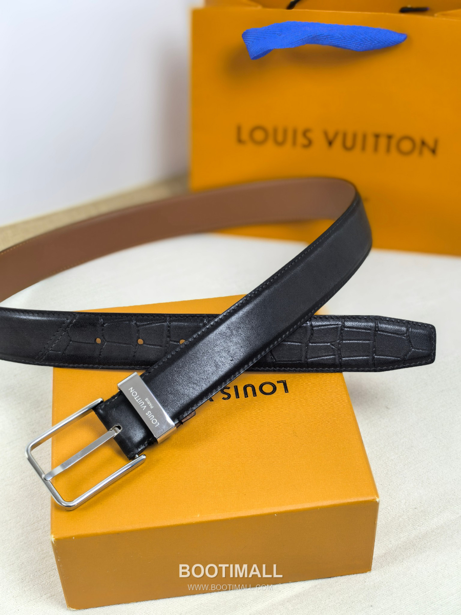 Louis Vuitton Pont Neuf 35mm Belt 루이비통 퐁 뇌프 리치 그레인 벨트 블랙 3.5cm 8