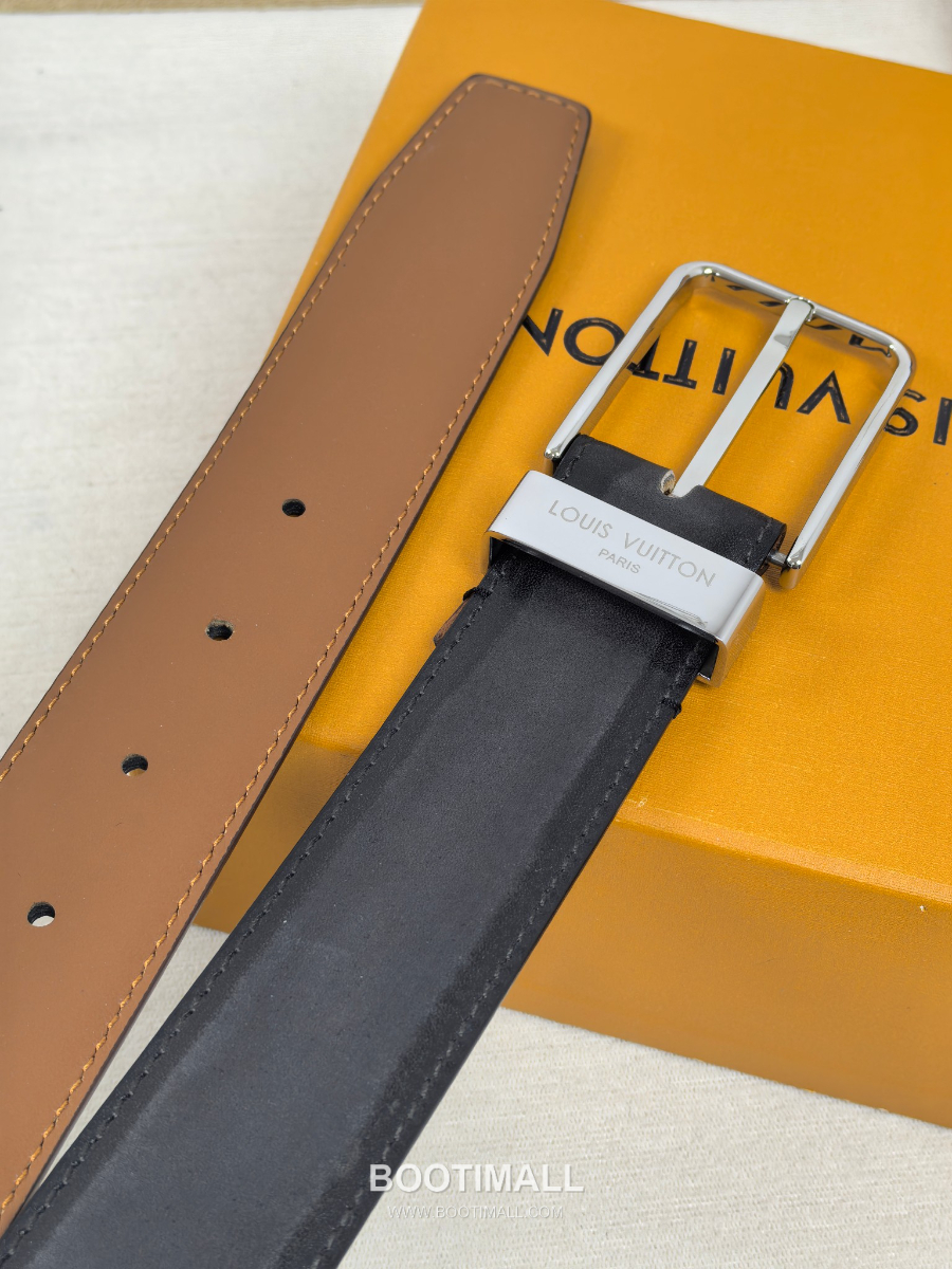 Louis Vuitton Pont Neuf 35mm Belt 루이비통 퐁 뇌프 리치 그레인 벨트 블랙 3.5cm 9