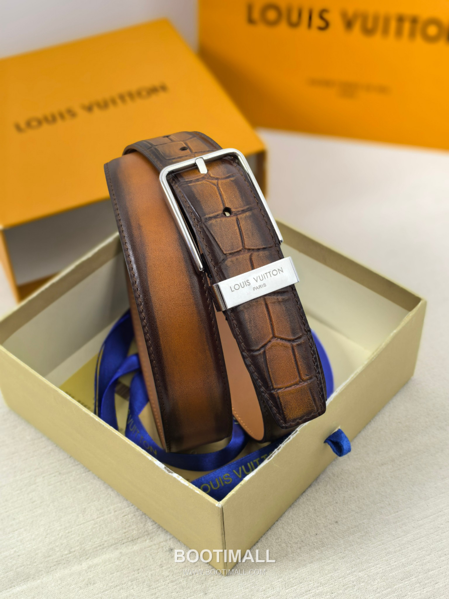 Louis Vuitton Pont Neuf 35mm Belt 루이비통 퐁 뇌프 리치 그레인 벨트 브라운 3.5cm 2