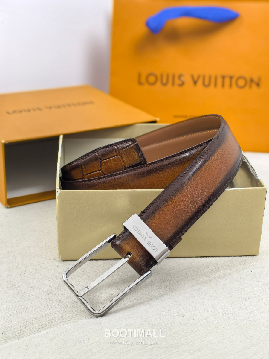 Louis Vuitton Pont Neuf 35mm Belt 루이비통 퐁 뇌프 리치 그레인 벨트 브라운 3.5cm 5