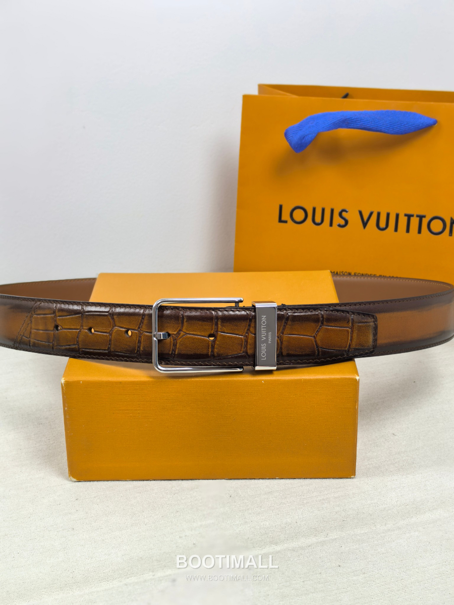 Louis Vuitton Pont Neuf 35mm Belt 루이비통 퐁 뇌프 리치 그레인 벨트 브라운 3.5cm 6
