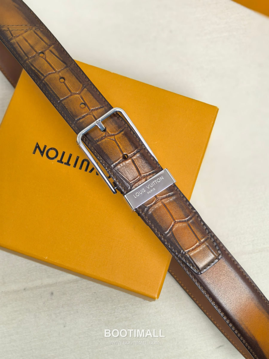 Louis Vuitton Pont Neuf 35mm Belt 루이비통 퐁 뇌프 리치 그레인 벨트 브라운 3.5cm 7