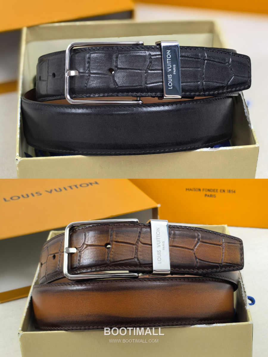 Louis Vuitton Pont Neuf 35mm Belt 루이비통 퐁 뇌프 리치 그레인 벨트 브라운 3.5cm 9