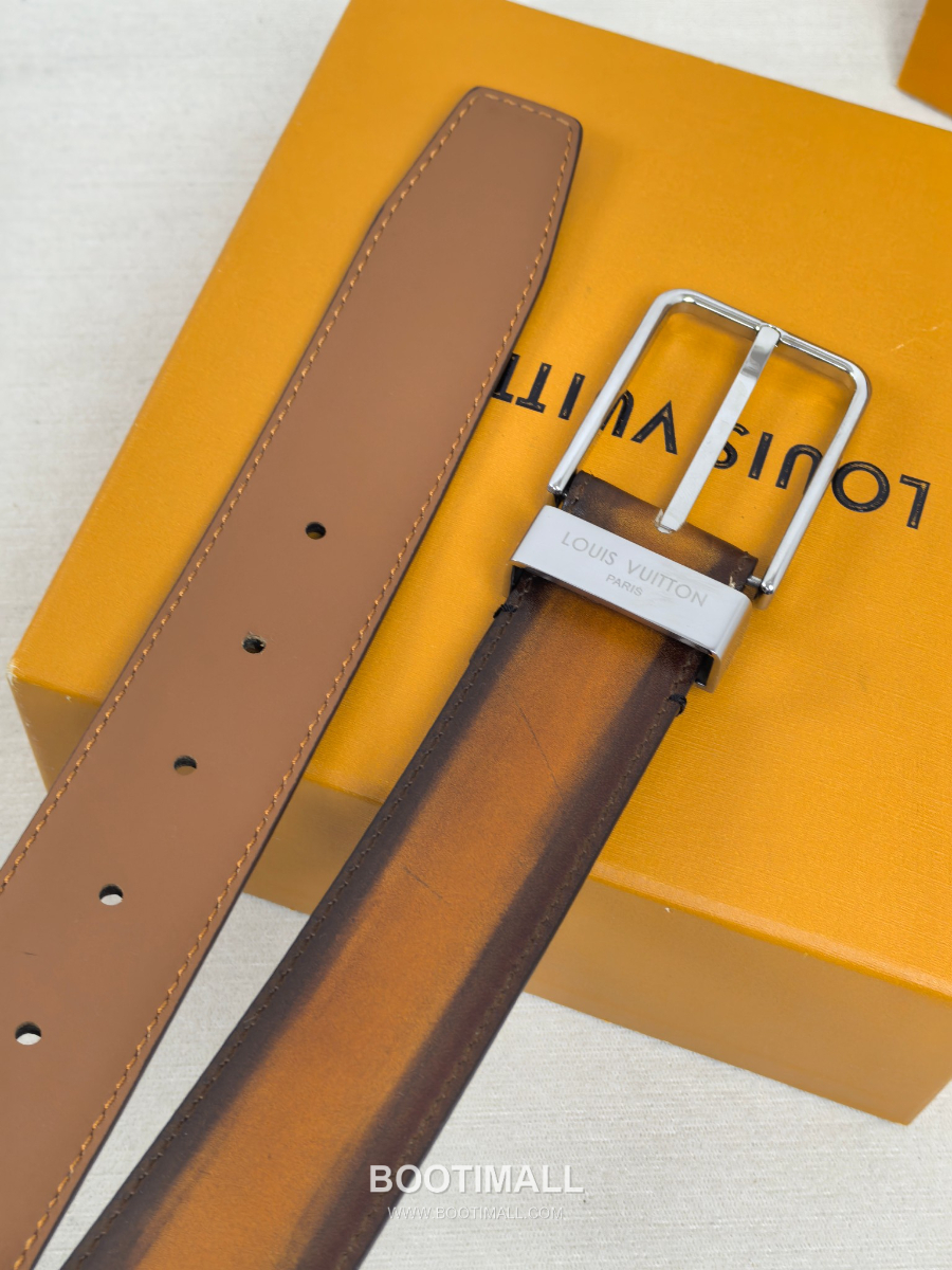 Louis Vuitton Pont Neuf 35mm Belt 루이비통 퐁 뇌프 리치 그레인 벨트 브라운 3.5cm 10