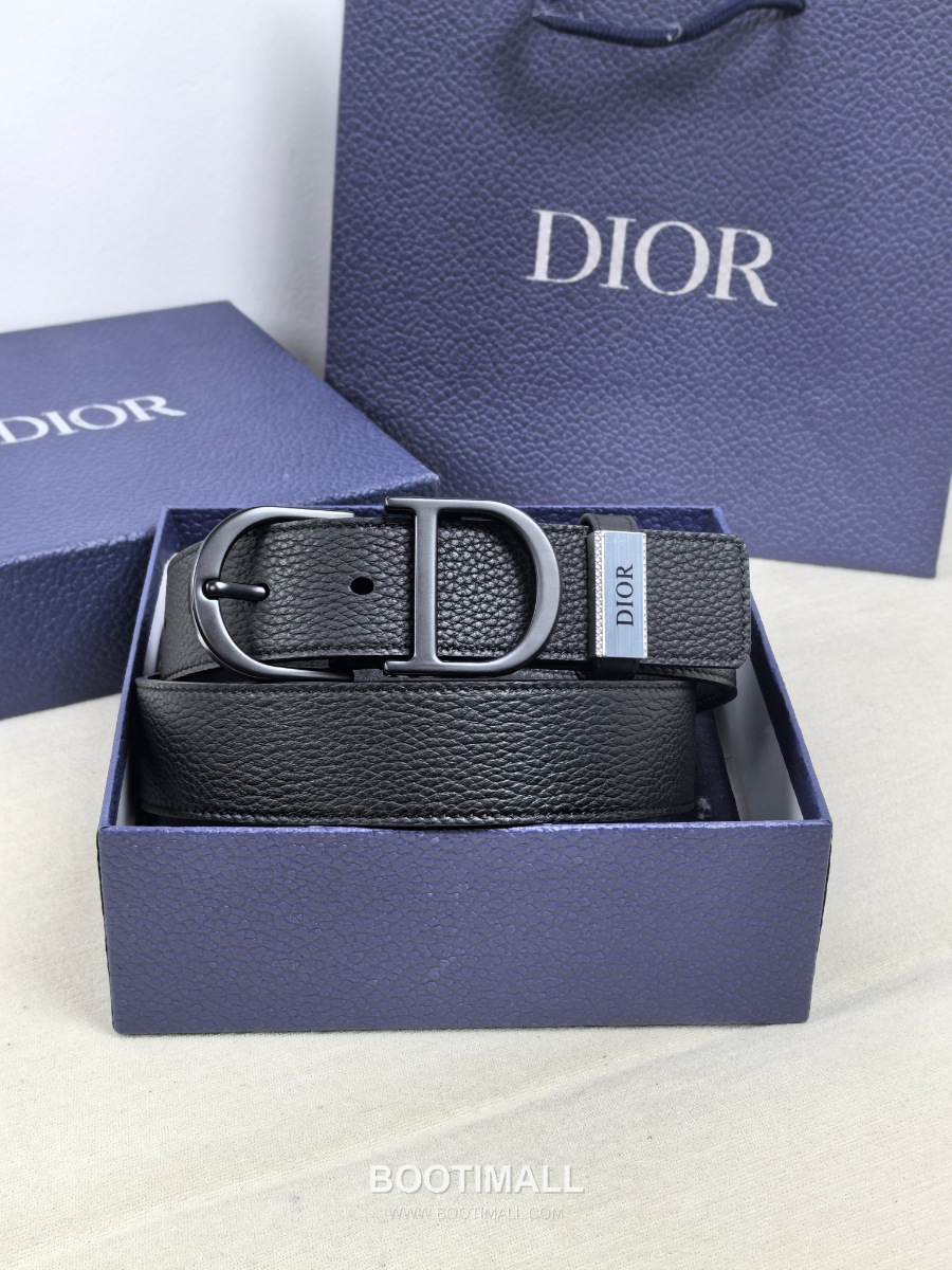 DIOR CD 버클 Dior Gravity 레더 리버서블 벨트 블랙 3.5cm 4