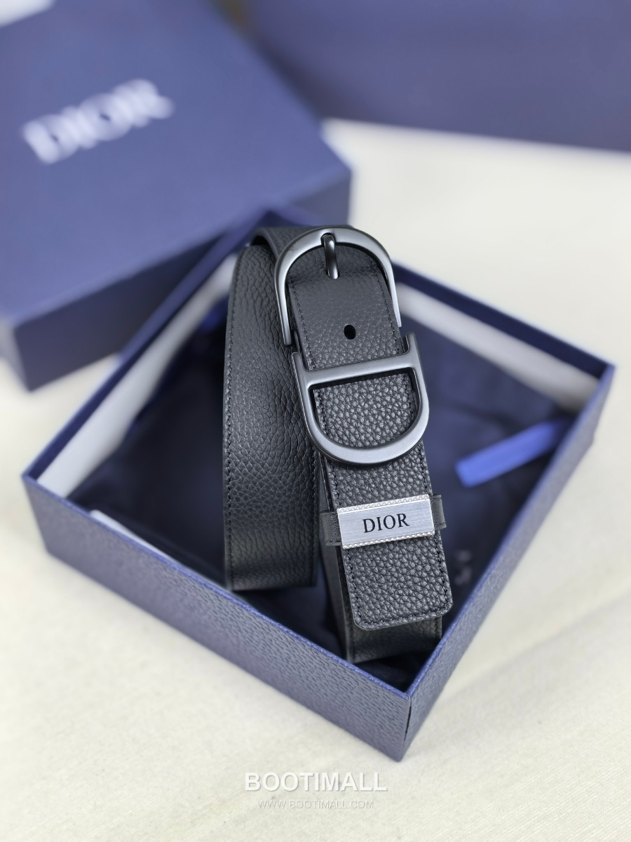 DIOR CD 버클 Dior Gravity 레더 리버서블 벨트 블랙 3.5cm 5