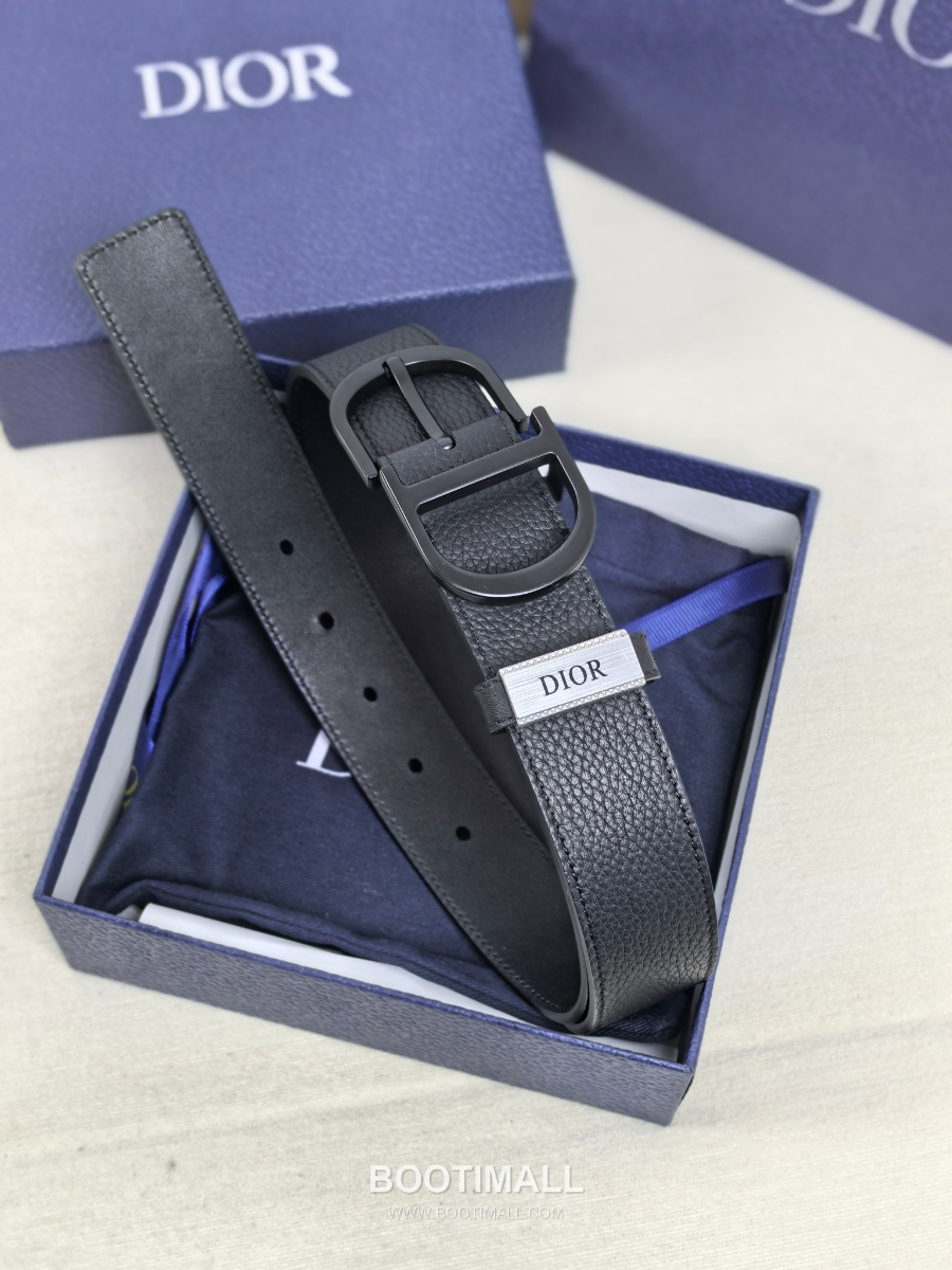 DIOR CD 버클 Dior Gravity 레더 리버서블 벨트 블랙 3.5cm 6
