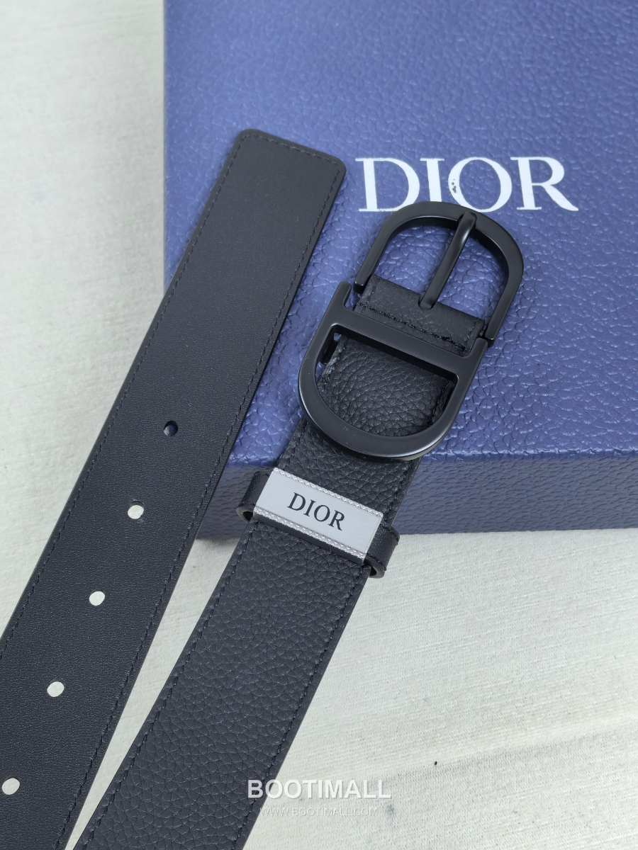 DIOR CD 버클 Dior Gravity 레더 리버서블 벨트 블랙 3.5cm 9