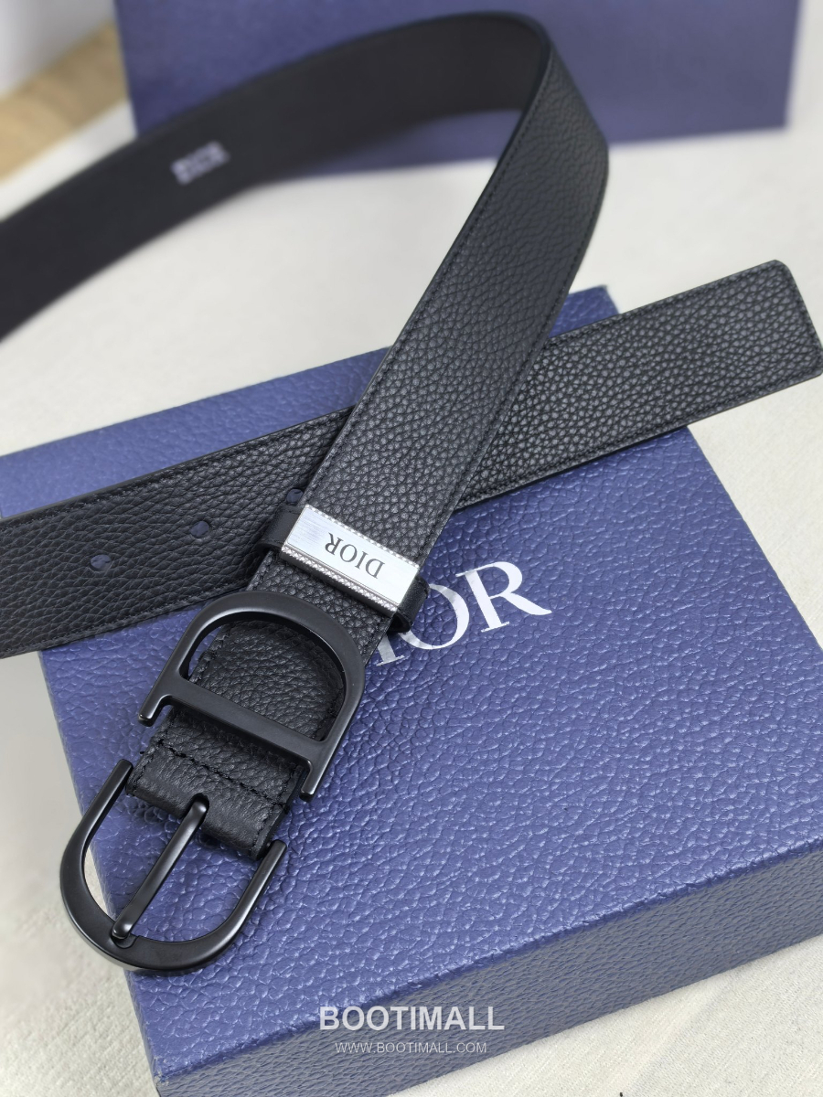 DIOR CD 버클 Dior Gravity 레더 리버서블 벨트 블랙 3.5cm 10