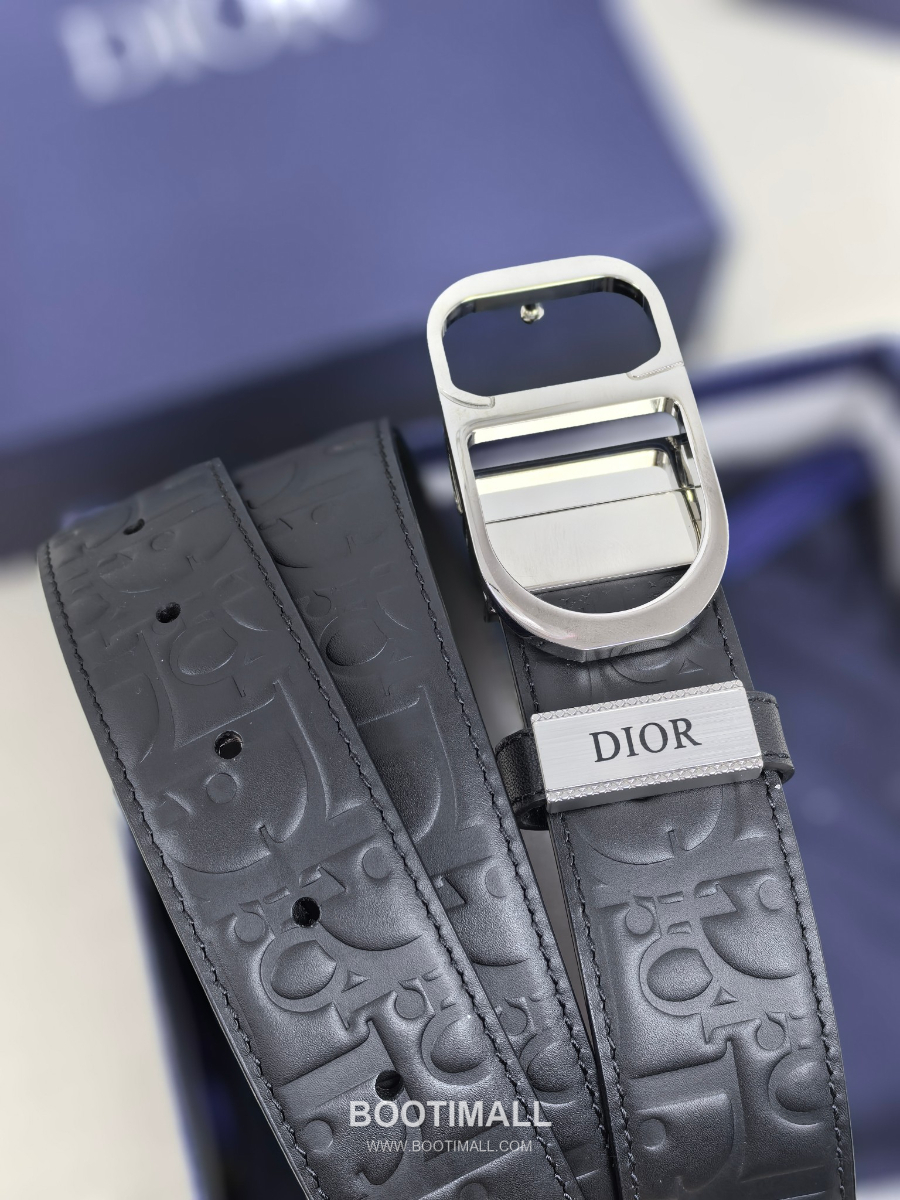 DIOR CD 버클 Dior Gravity 레더 리버서블 벨트 블랙 은장 3.5cm 13
