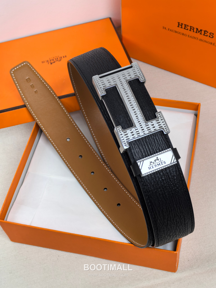 Hermès Constance H Buckle & Reversible 에르메스 콘스탕스 H 버클 리버서블 레더 벨트 은장 3.8cm 3