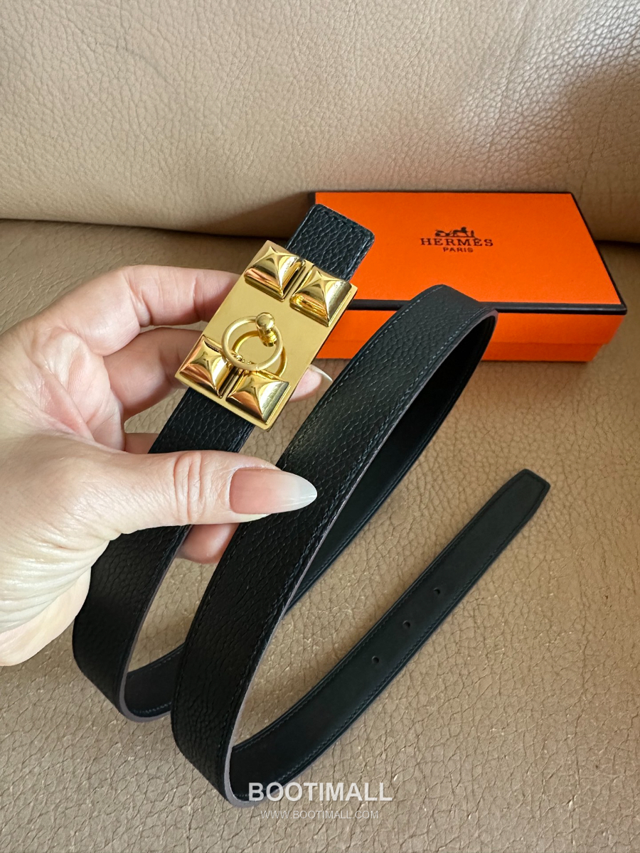 Hermès H Buckle Togo Leather Belt 에르메스 H 버클 토고 레더 여성 벨트 2.4cm 3