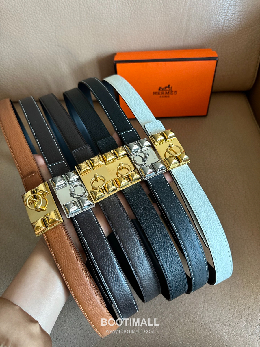 Hermès H Buckle Togo Leather Belt 에르메스 H 버클 토고 레더 여성 벨트 2.4cm 10
