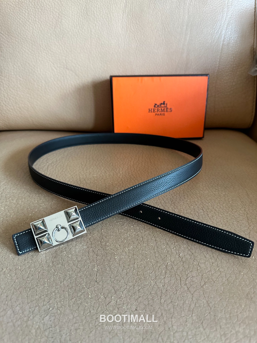 Hermès H Buckle Togo Leather Belt 에르메스 H 버클 토고 레더 여성 벨트 은장 2.4cm 2