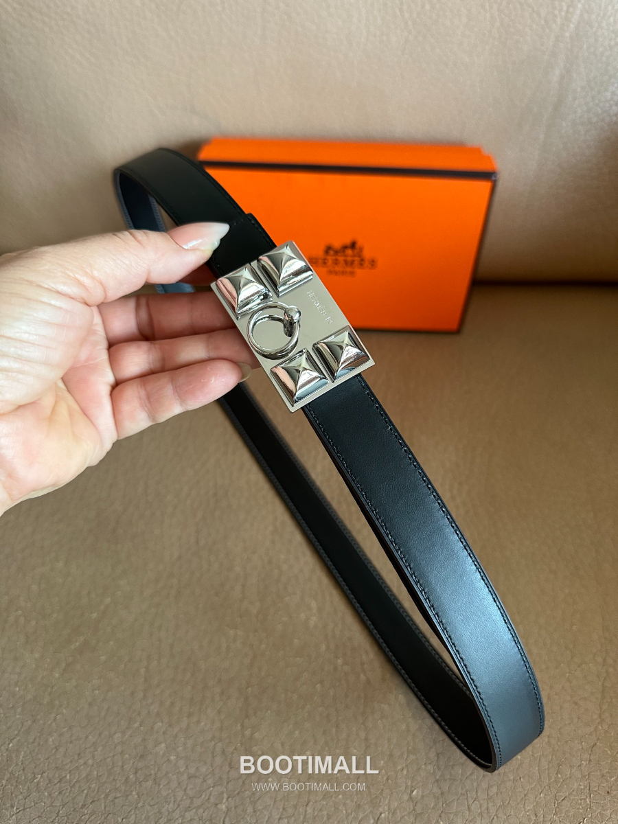 Hermès H Buckle Togo Leather Belt 에르메스 H 버클 토고 레더 여성 벨트 은장 2.4cm 5