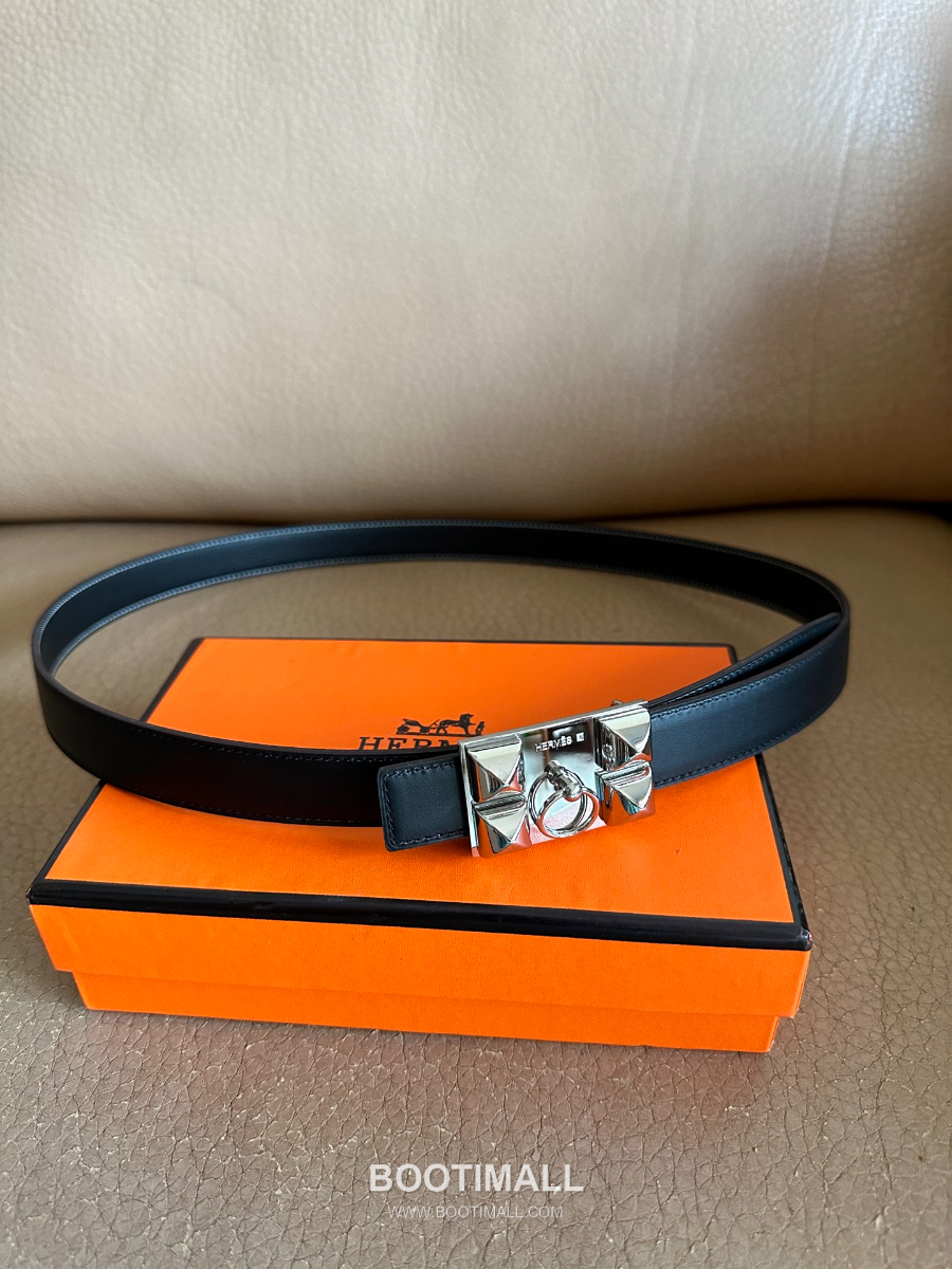 Hermès H Buckle Togo Leather Belt 에르메스 H 버클 토고 레더 여성 벨트 은장 2.4cm 6