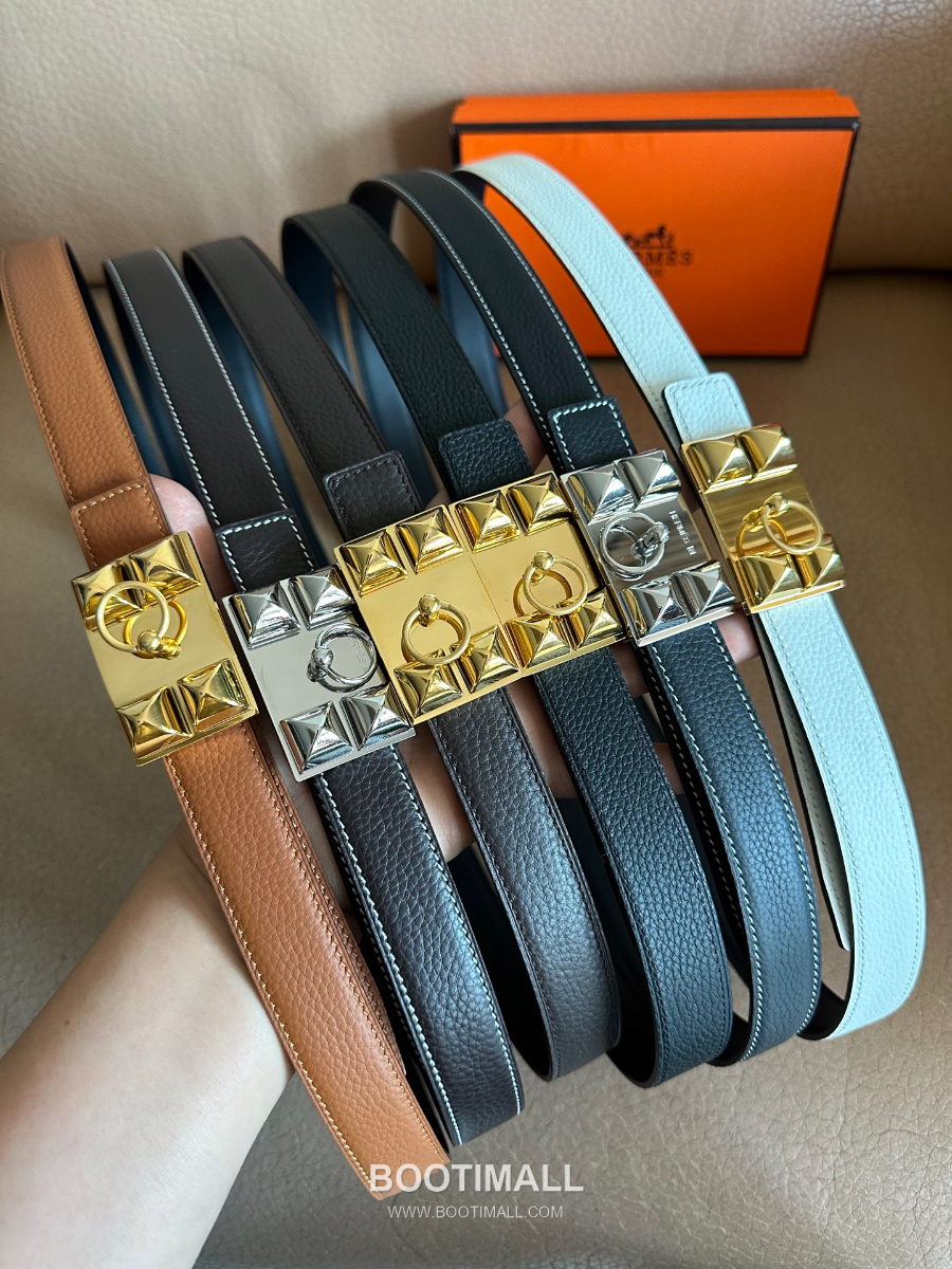 Hermès H Buckle Togo Leather Belt 에르메스 H 버클 토고 레더 여성 벨트 은장 2.4cm 7
